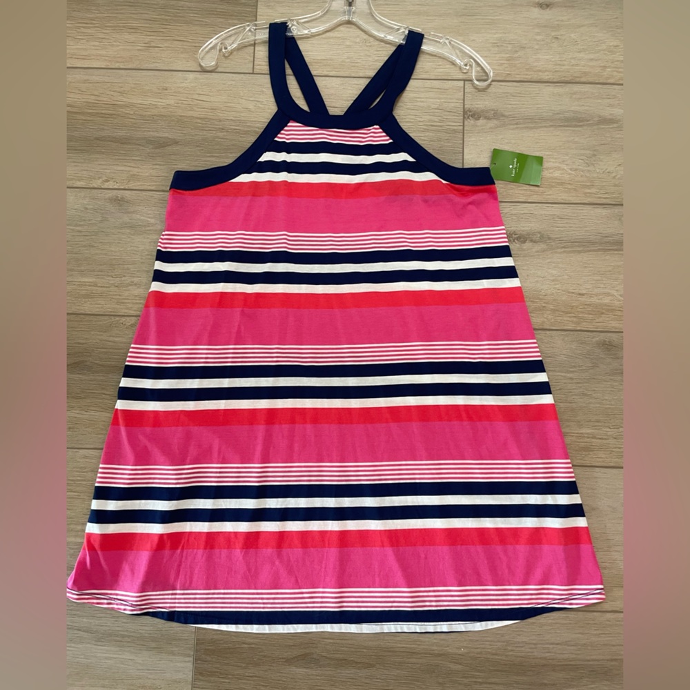 NEW Kate Spade racerback bow striped chemise coverup size large NWT